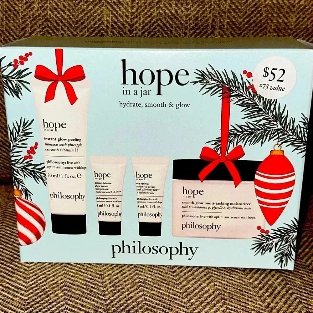 NWT 4 PIECE SET Philosophy hope in a jar hydrate smooth glow skincare SEALED BOX